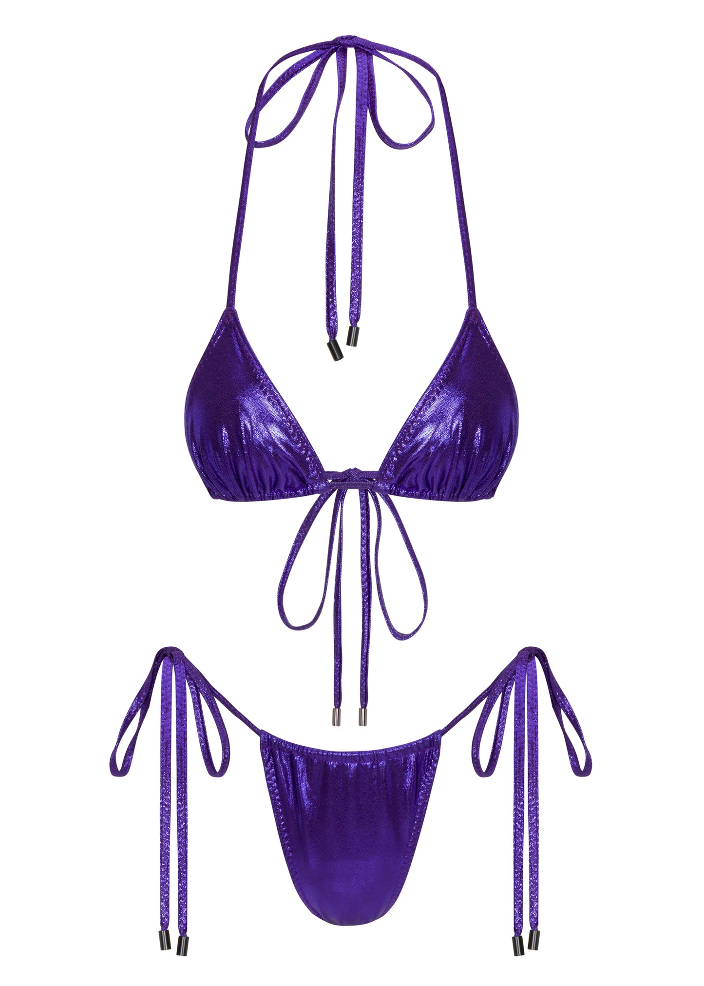 Purple triangle top cheeky string bikini