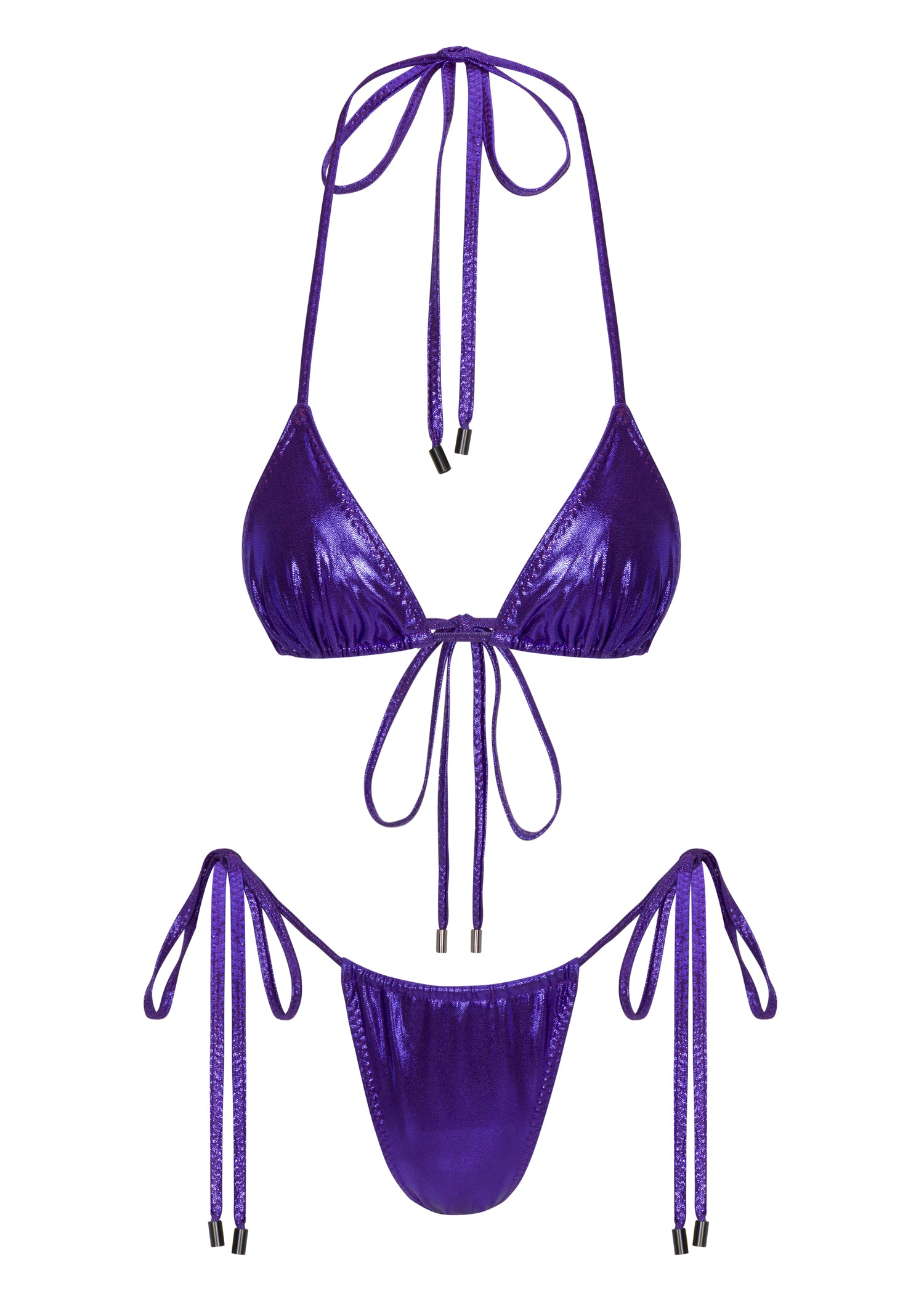 Purple triangle top cheeky string bikini