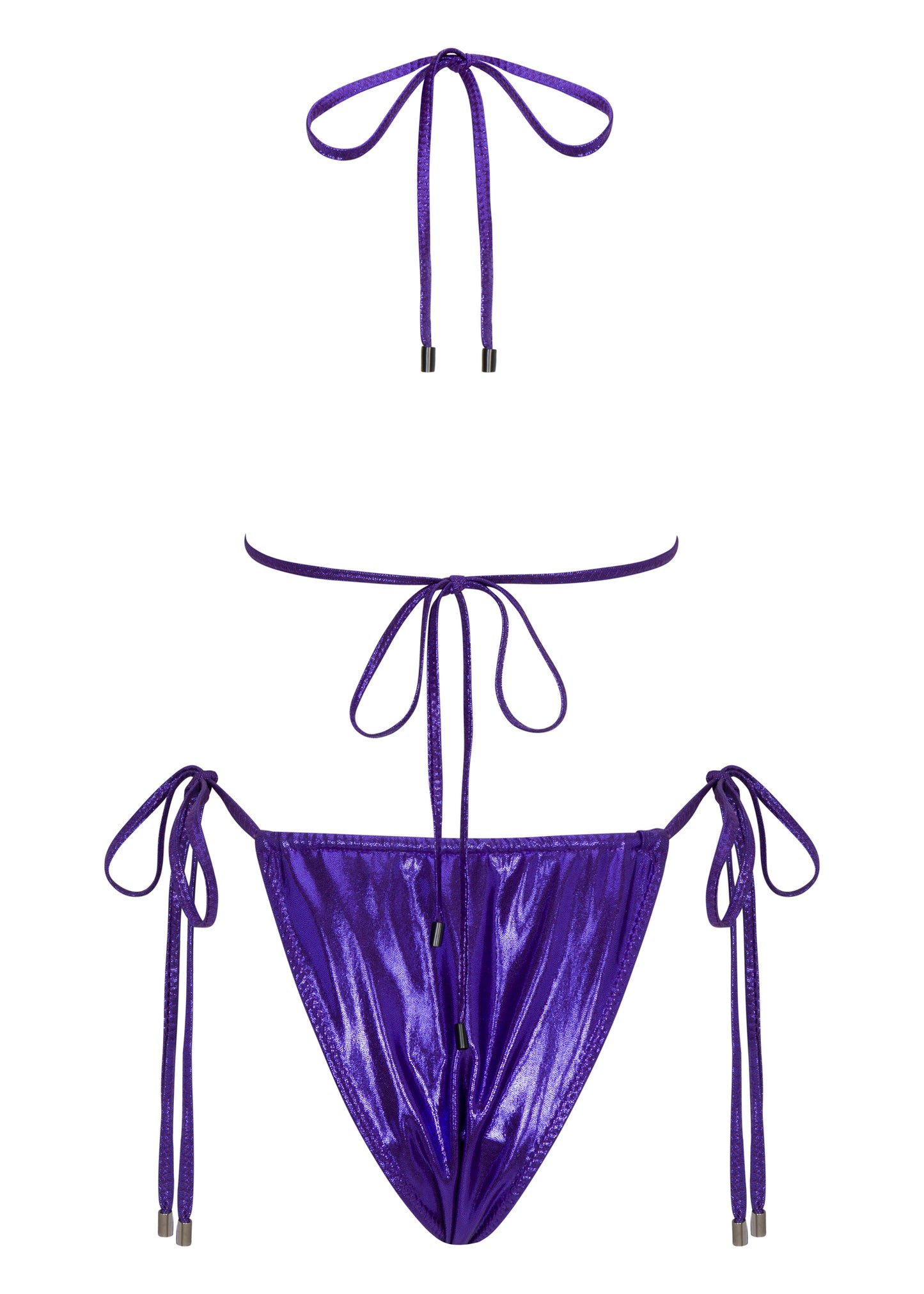 Purple triangle top cheeky string bikini
