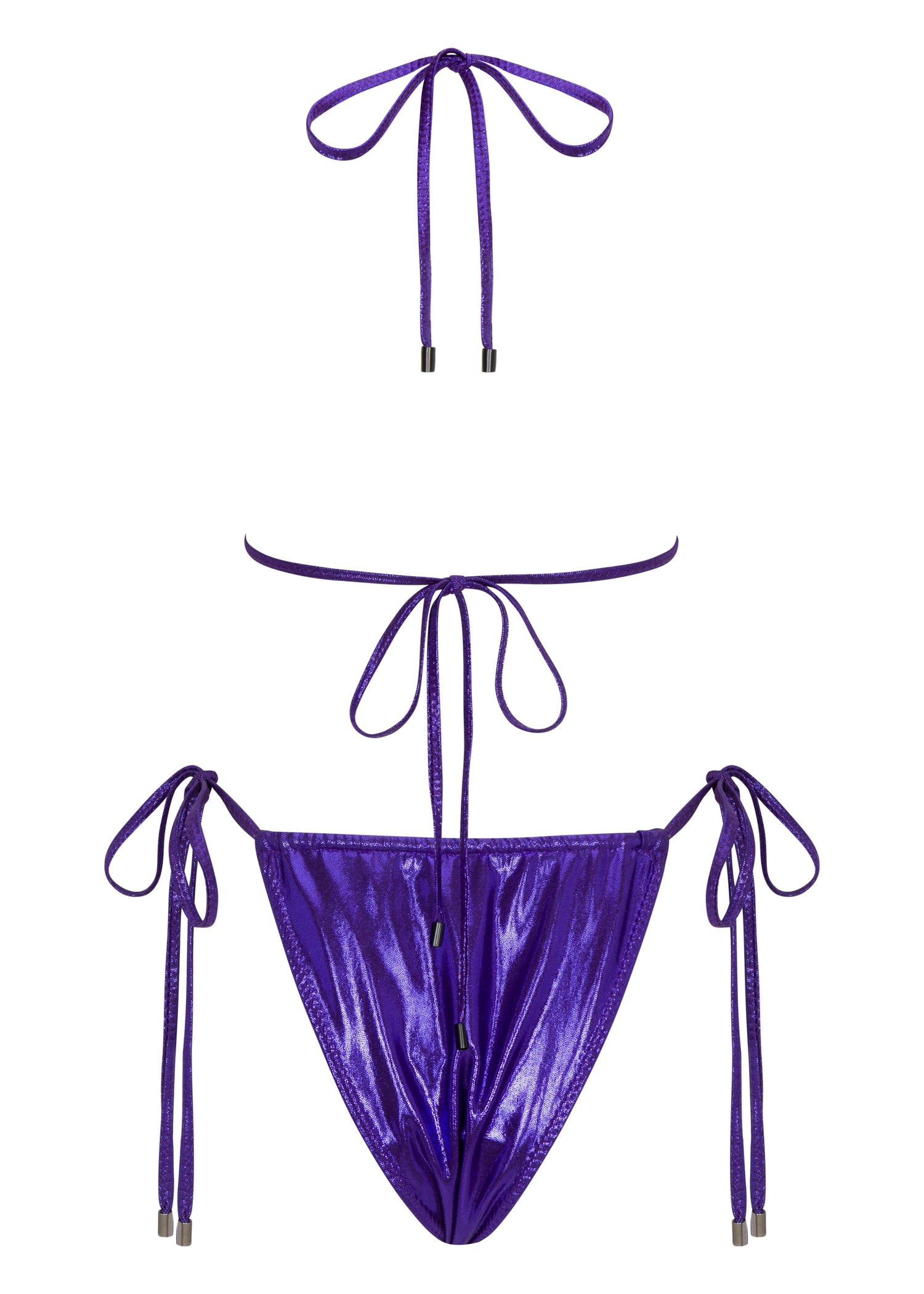 Purple triangle top cheeky string bikini
