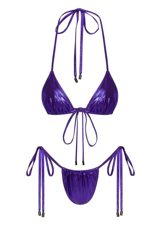 Purple triangle top thong string bikini